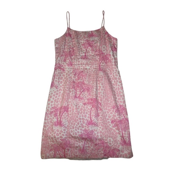 Lilly Pulitzer Giraffe Palm Pink White Dress Sz 2 Vintage - Picture 1 of 6